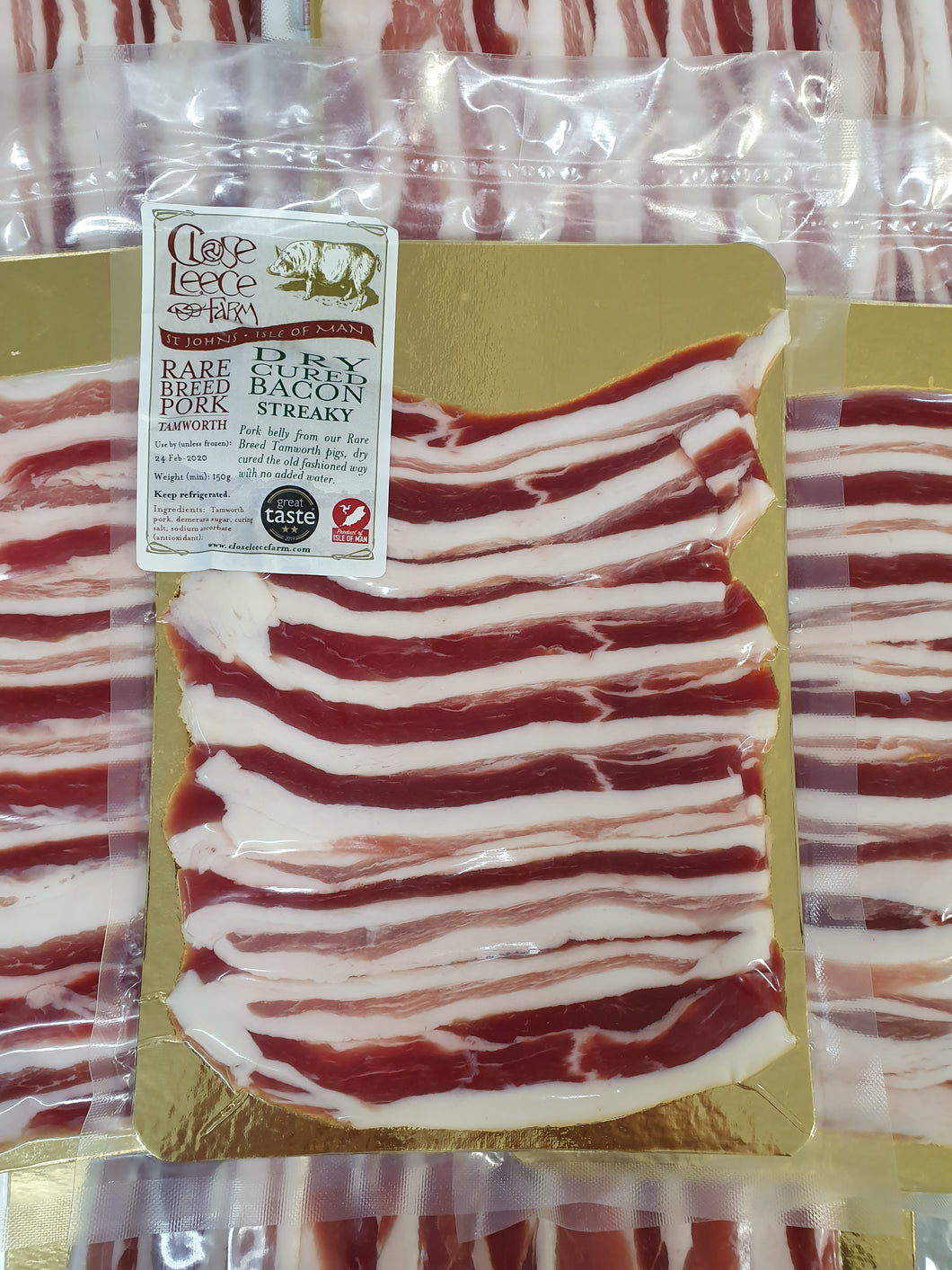 Premium Rare Breed Tamworth Dry Cured Streaky Bacon - available in IOM ONLY
