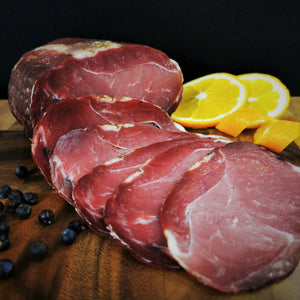 Air dried smoked ham cured in orange, juniper berry and vodka