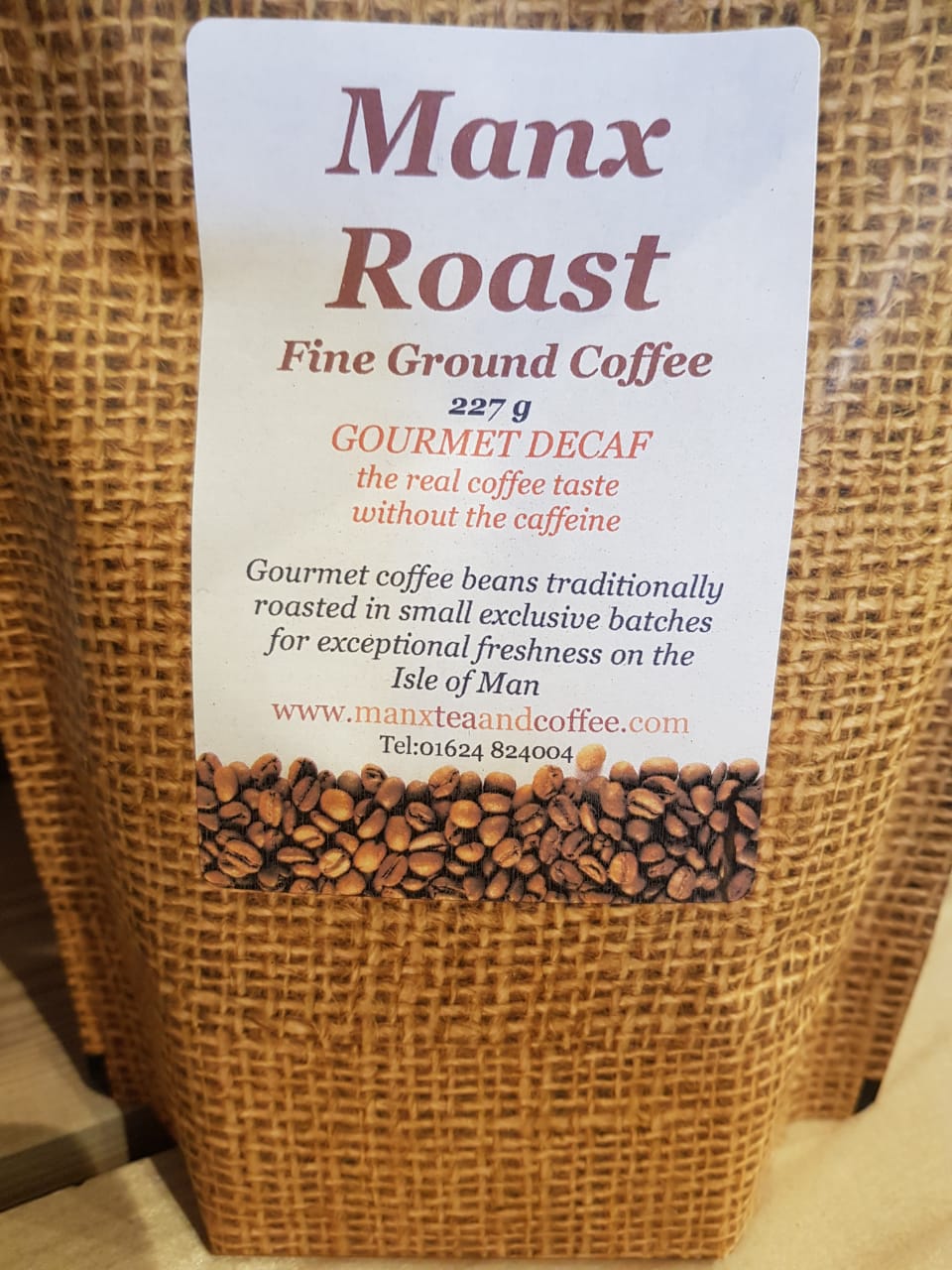 Manx Roast Fine Ground Gourmet Decaf coffee 227g